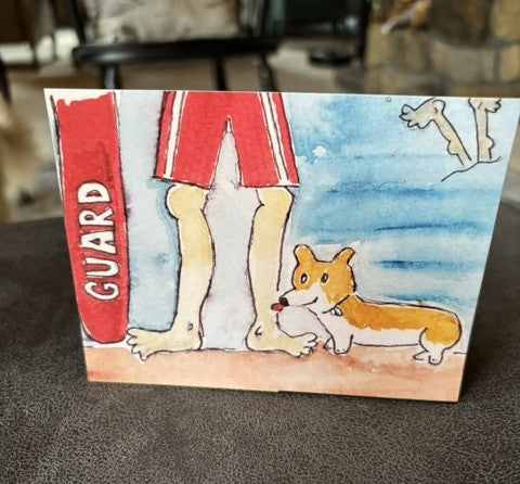 Corgi's Day at the Beach Postcard